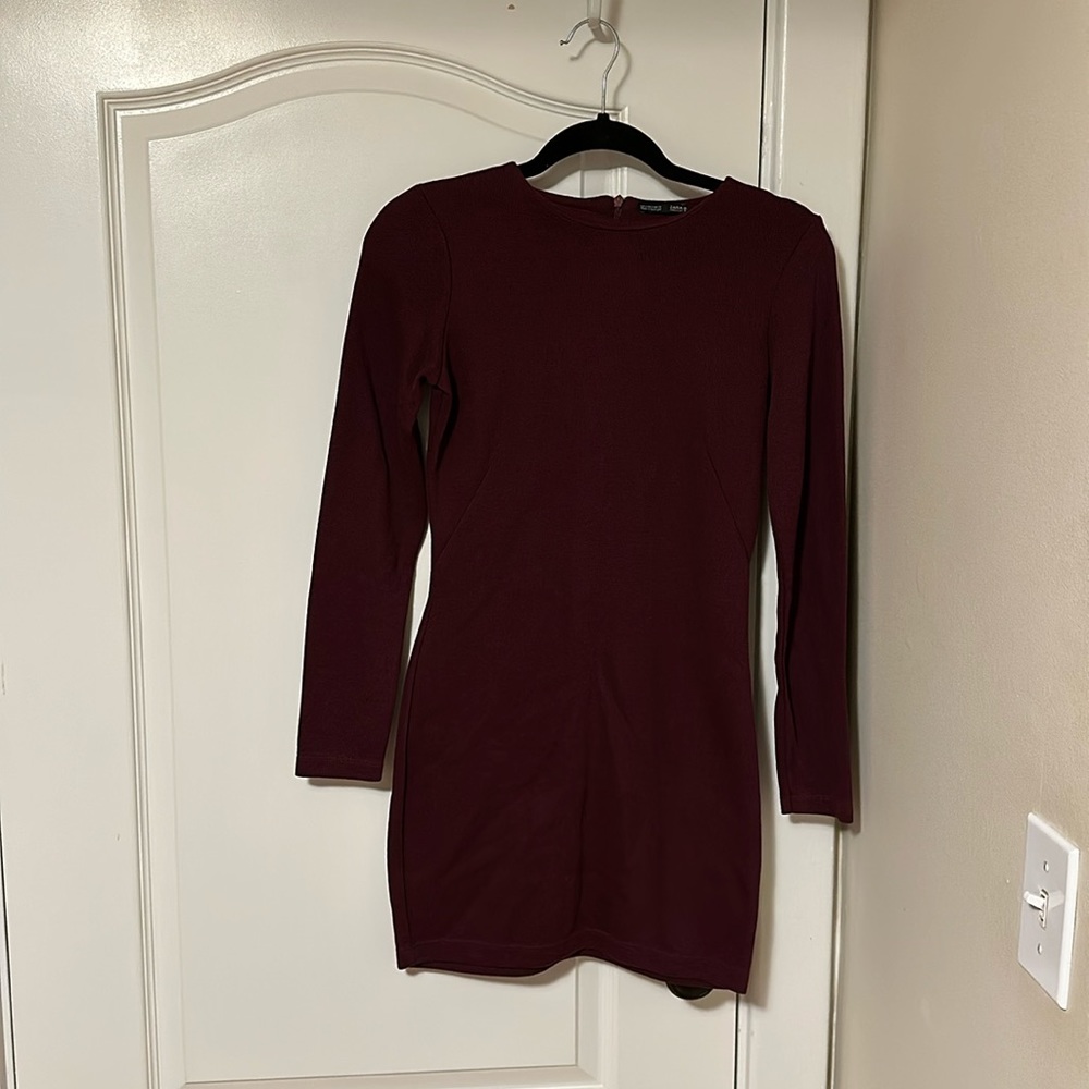 Maroon longsleeve sweater dress Zara